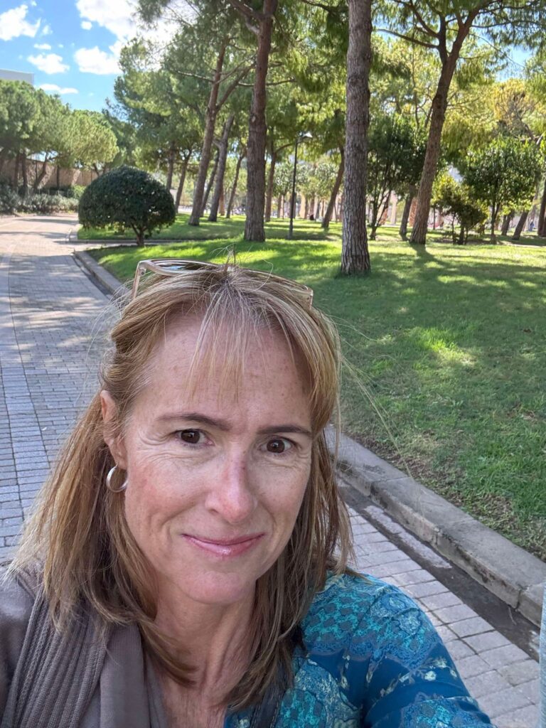 Cheryl Schuberth enjoying one her favorite things to do in Valencia, Spain, exploring Turia Gardens